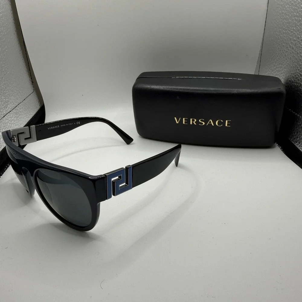 Versace MOD 4333 5230/87 Dark Blue Greca Logo Sunglasses Made in‎ Italy